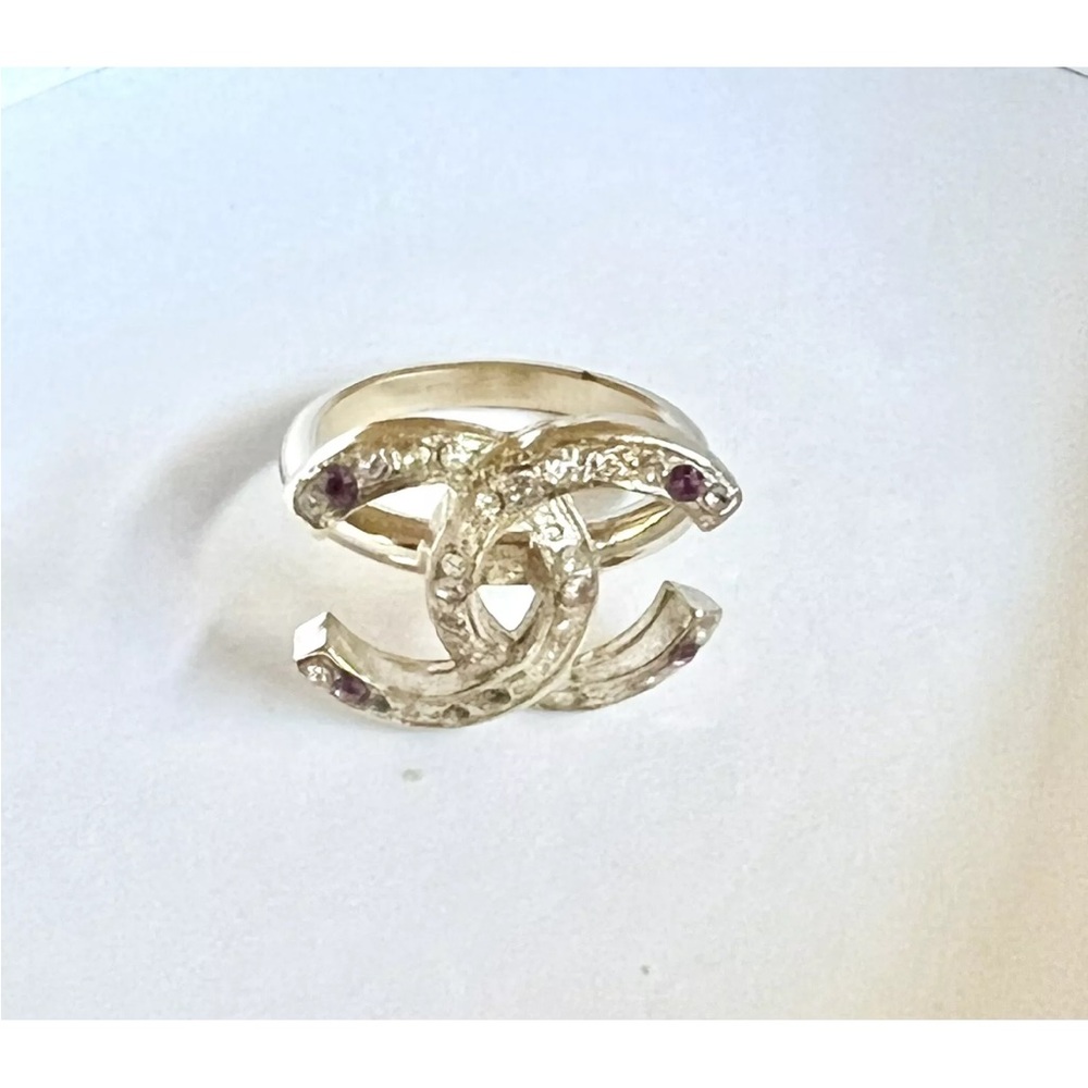 CHANEL Gold Ring with Purple Details